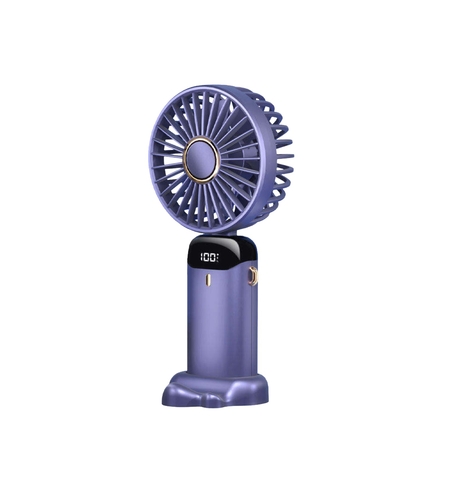 Ventilator Ultra Portabil cu Aromaterapie, Vafy, 3 in 1, de Mana, de Birou, de Gat, 5 Trepte de Viteza, Incarcare USB, Autonomie 12h, Pliabil, cu Ecran LCD, Mov