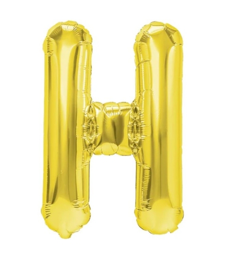 Balon Folie Metalizata Litera H, Flippy, 40 cm, Umflati cu Heliu sau Aer, Ambalaj Individual, Pai inclus, Auriu
