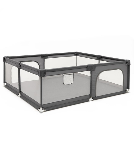 Tarc de joaca pliabil pentru copii, cu intrare cu fermoar, 180x150x66 cm, gri