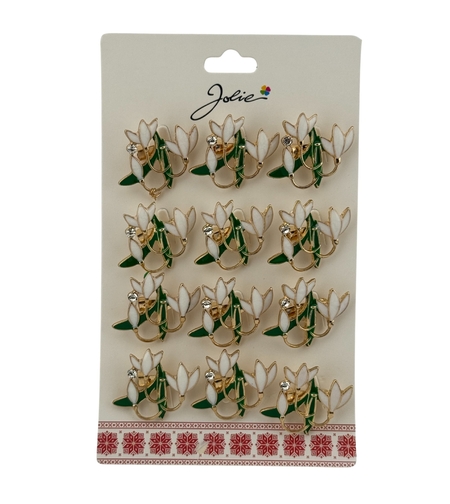 Set 12 Brose Martisor Primavara, Jolie, Model Buchet Ghiocei cu Piatra