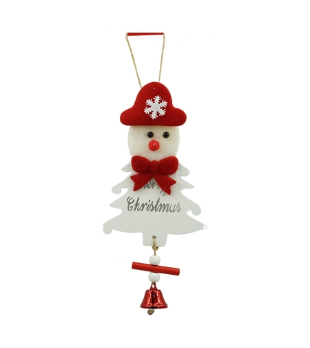 Ornament de brad om de zapada, Flippy, alb, lemn, 20 cm