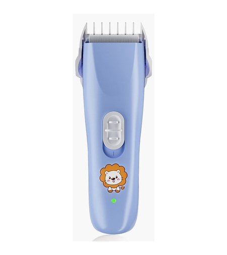 Masina De Tuns Bebelusi si Copii, Vafy, Lame Cermice si Inox, Fara Fir, Functie Anti Taiere, Silentios, 50 W, Rezistent la Apa, 2 Accesorii, Incarcator USB, Model Leu, Albastru