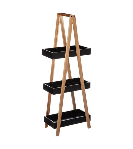 Etajera cu 3 rafturi 5Five Natureo, MDF si bambus, 30x18x82 cm, negru