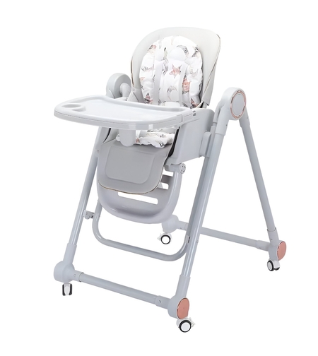 Scaun de Masa pentru Bebelusi si Copii, Flippy, Tavita si Husa Detasabile, Multifuncțional, Stabil, Centura de Siguranta, Inaltime Ajustabila, Spatar Reglabil Moale, Balansoar, de la 6 Luni, Gri