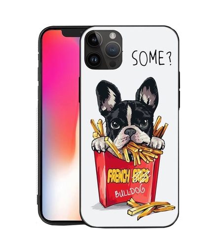 Husa de Protectie, Vafy, Husa de Protectie pentru iPhone 15 Pro Max, din TPU, Imprimeu Bulldog SOME, Alb