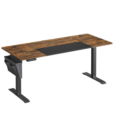SONGMICS Birou reglabil electric pe inaltime, cadru metalic, blat lemn compozit, 160x70x120 cm, maro rustic