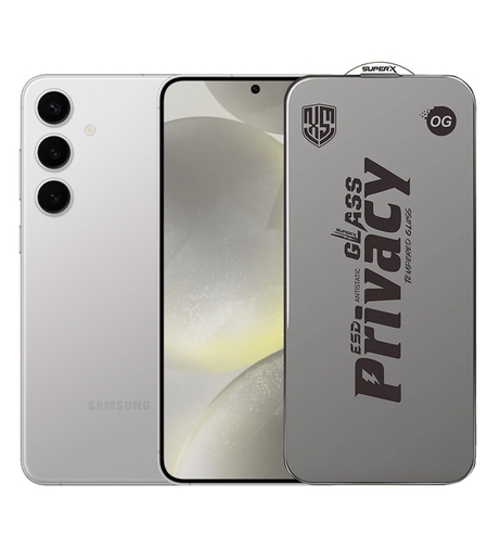 Folie de Protectie pentru Samsung Galaxy S24+, Vafy, Sticla Securizata ESD Antistatica, Super-X Privacy OG, Margini Negre, 0.30 mm, Transparent Inchis