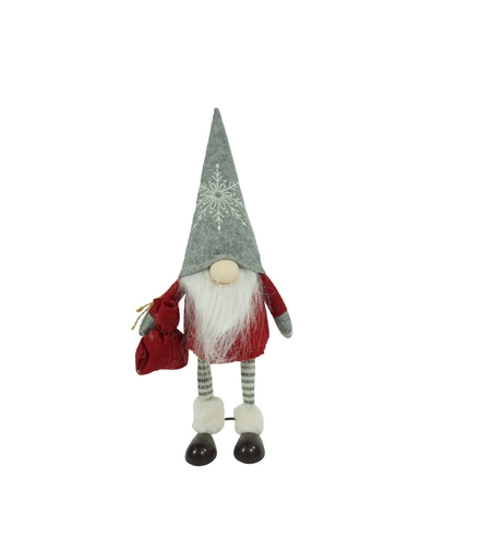 Ornament de Craciun spiridus, Flippy, rosu/alb, textil, 42 cm