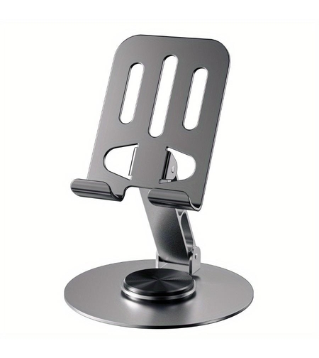 Suport de Birou pentru Telefon sau Tableta, Flippy, din Metal, Pliabil, 5.7 x 13.5 x 8.7 cm, Universal, Gri Metalic