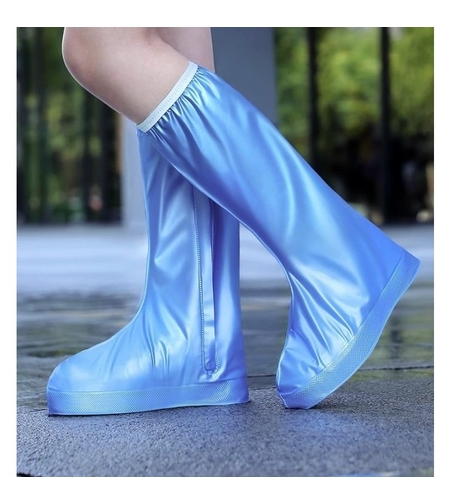 Protectie Incaltaminte pentru Ploaie si Noroi, Flippy, Impermeabila, Talpa Antiderapanta, cu Fermoar si Capsa, Inaltime 40 cm, Marime XXL 42-43, Albastru