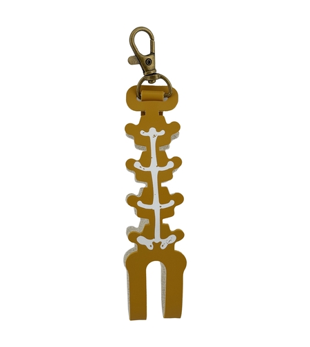 Husa pentru Kendama, Flippy, tip Pandativ/Breloc, Imprimeu Skull, din Piele Ecologica, 26 x 3.2 cm, Maro deschis