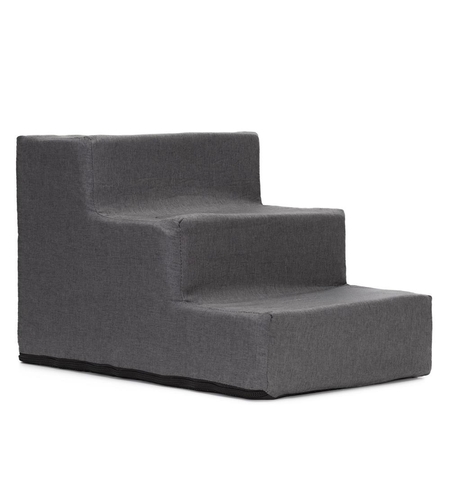 Scara pentru animale de companie, caini sau pisici, 3 trepte, antiderapanta, husa detasabila, inaltime 30 cm, gri inchis