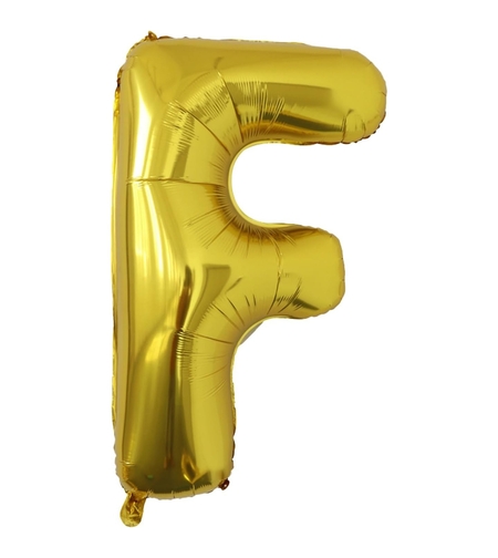 Balon Folie Metalizata Litera F, Flippy, 80 cm, Umflati cu Heliu sau Aer, Ambalaj Individual, Pai inclus, Auriu