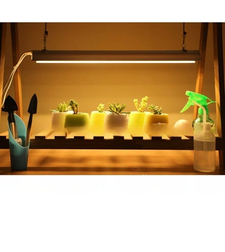 Lampa dubla pentru cresterea plantelor Flippy, 50 cm, T5, tehnologie LED, nu afecteaza plantele, potrivit pentru intregul ciclu de crestere, lumina alb calda