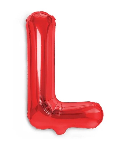 Balon Folie Metalizata Litera L, Flippy, 40 cm, Umflati cu Heliu sau Aer, Ambalaj Individual, Pai inclus, Rosu