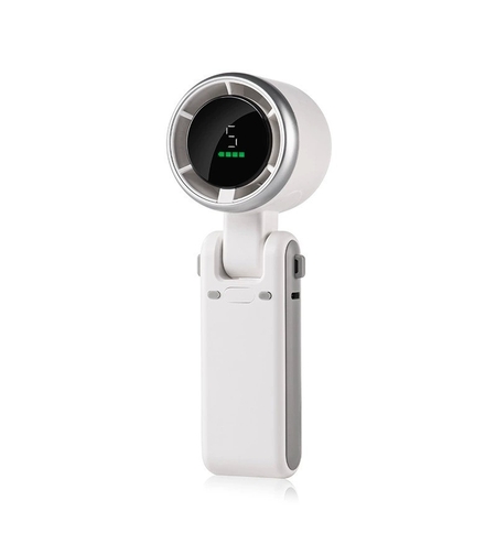 Mini Ventilator Portabil, Vafy, 5 Trepte de Viteza, Afisaj Digital, Incarcare USB, 5V, 2A, 5.95 x 5.2 x 17.2 cm, Alb