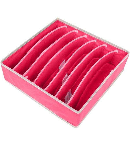 Cutie De Depozitare, Flippy, Pentru Lenjerie, Sosete Si Sutiene, Material Textil, 7 Compartimente, 32 x 32 x 10 cm, Culoare Roz