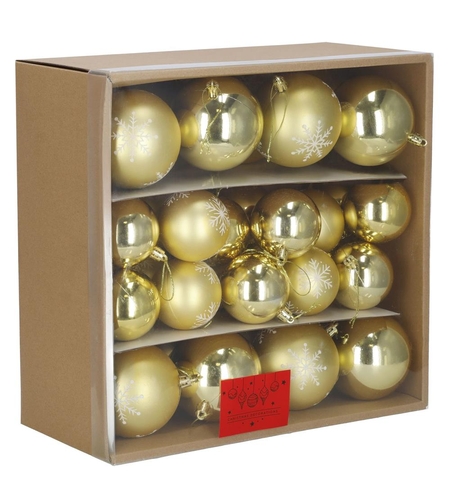 Set globuri Craciun 36 bucati, diverse modele, diametru 6-8 cm, auriu