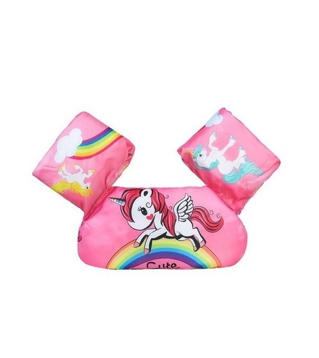 Vesta de salvare pentru copii cu aripioare de inot, Flippy, Roz, Model unicorn
