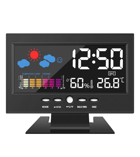 Statie meteo digitala, pentru interior, cu afisaj color, termometru si higrometru, 15x11x5 cm