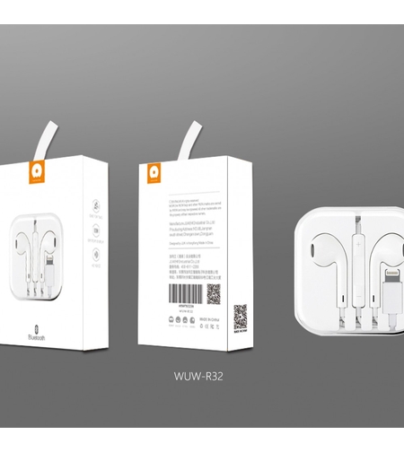 Casti Audio cu Microfon si cu Port Lightning WUW-R32 compatibile iPhone, Alb