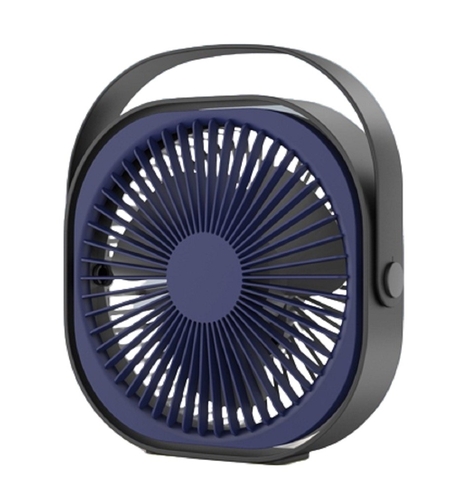 Mini ventilator pentru birou cu usb, Vafy, rotire 360 grade, 3 viteze, 4000 mA, 13.5 x 12,8, Albastru