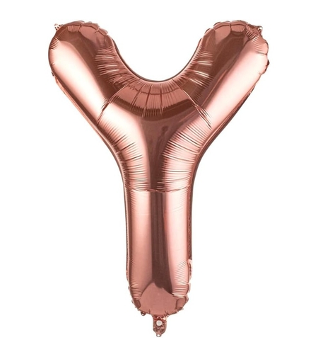 Balon Folie Metalizata Litera Y, Flippy, 100 cm, Umflati cu Heliu sau Aer, Ambalaj Individual, Pai inclus, Rose Gold