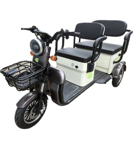 Triciclu Electric V6, Saige, Fara Permis, cu Doua Locuri, Motor 1800W, Baterie 72V24Ah, Autonomie 60km, 220x88x105 cm, Viteza Maxima 25km/h, Alb Coffee
