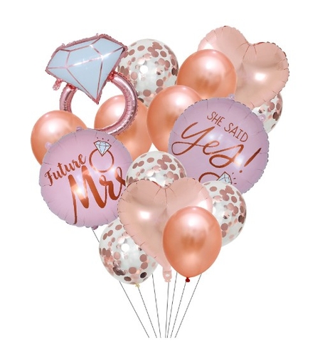 Set 15 baloane pentru Nunta, Flippy, baloane pentru decor, din folie de aluminiu, 30 x 50 cm, Rose
