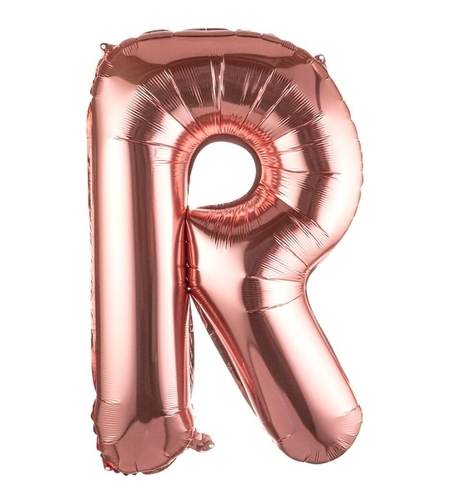 Balon Folie Metalizata Litera R, Flippy, 100 cm, Umflati cu Heliu sau Aer, Ambalaj Individual, Pai inclus, Rose Gold