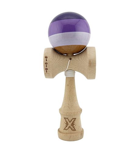Kendama X Originala, Profesionala, Flippy, Big Cups V2, Super Sticky Legendary Cupe Mari, Rulment Metalic cu Ata 55 cm, Purpuriu/Mov/Lila