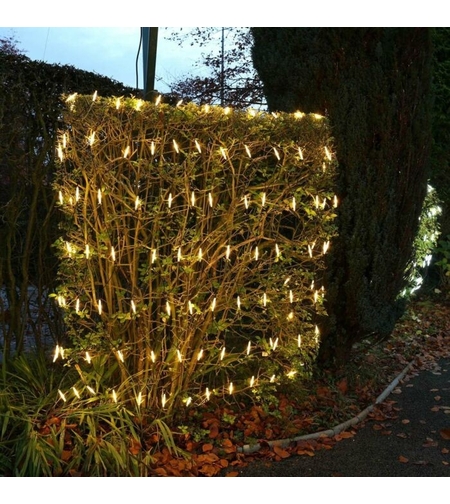 Instalatie Craciun tip plasa, cu transformator 31V, 1.5 m x 1.5 m, Alb Cald, 120 LED-uri V5, 8 jocuri de lumini, fir verde, Vafy