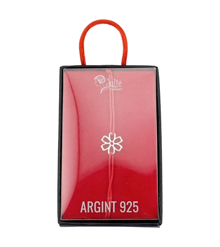 Bratara Argint 925 pentru Dama, Jolie, Model Romanita, Martisor Bratara de 1 Martie, Pandativ Argintiu cu Snur Rosu