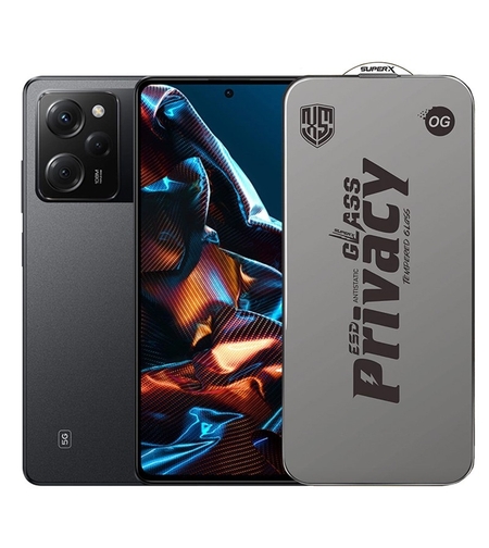 Folie de Protectie pentru Xiaomi Poco X5 Pro, Vafy, Sticla Securizata ESD Antistatica, Super-X Privacy OG, Margini Negre, 0.30 mm, Transparent Inchis