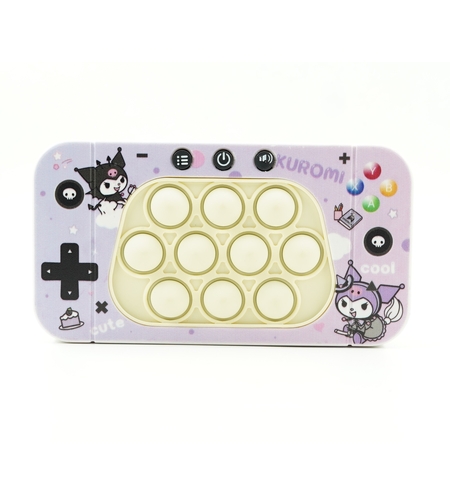 Jucarie interactiva tip consola pentru copii Flippy, speed push whack-a-mole, joc de viteza pop it, material ABS/silicon, cu nivele, sunete si lumini, 15.5 x 7.6 x 5.3 cm, model elfi, mov