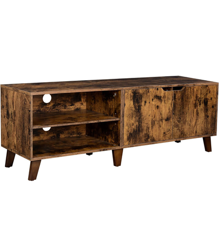 VASAGLE Comoda pentru TV, cu 2 usi si 2 rafturi deschise, 40x140x50cm, maro rustic