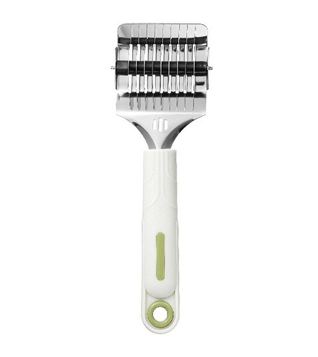 Dispozitiv de taiat Taietei, Flippy, din Plastic cu Inox Razatoare, Curatator de Legume-Fructe, Maner Anti Alunecare, 22 x 6.5 cm Alb