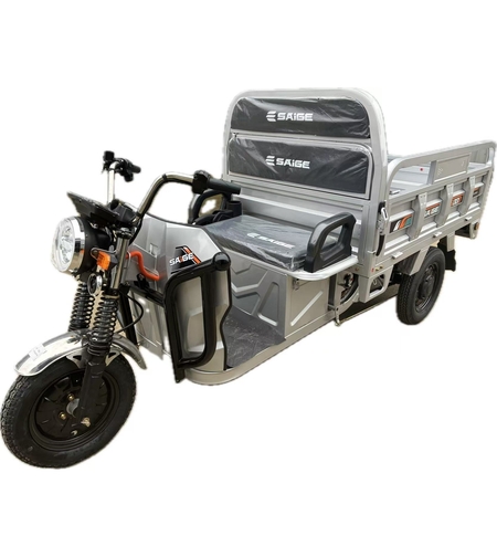 Triciclu Electic de Marfa Chuanqi, Saige, Fara Permis, Motor 1600W, Baterie 72V32Ah, Autonomie 60km, 250x88x115 cm, Viteza Maxima 25km/h, Gri