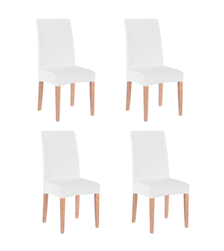 Set 4 huse universale pentru scaun, marime universala, poliester si spandex, 45 x 60 cm, alb