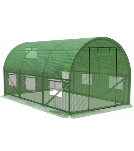 Sera de gradina, tip tunel cu cadru metalic, 300x200cm, verde, 6mp, fereastra suplimentara spate