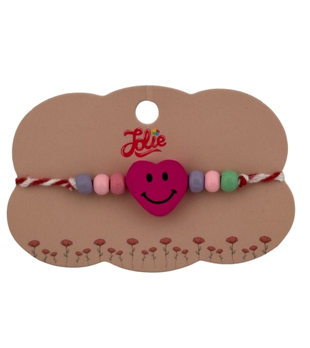 Martisor Bratara Multicolora pentru Copii, Jolie, din Lemn si Textil, Model Inima
