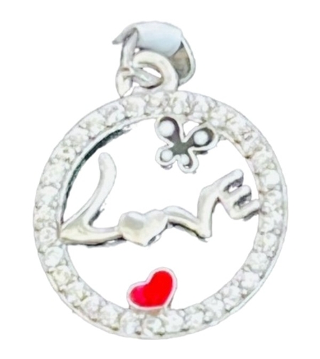Pandantiv din Argint 925 Jolie Silver, Model Love cu Inima si Fluture, 15 x 15 mm, 1.1 g