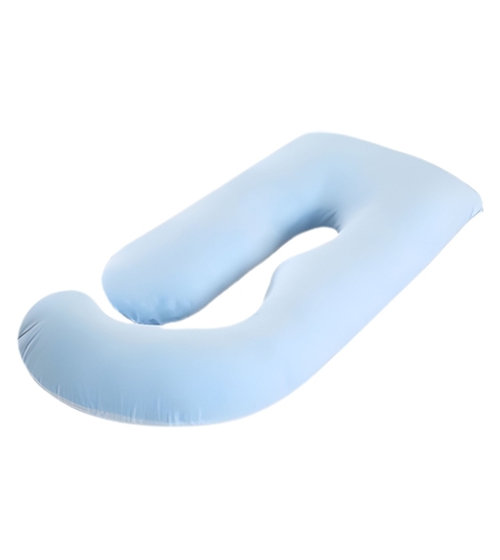 Perna pentru Gravide, Flippy, Perna de Sarcina, Detasabila si Lavabila, Ergonomica Tip J, Captuseala din Poliester, 155 x 75 x 60 cm, Albastru deschis