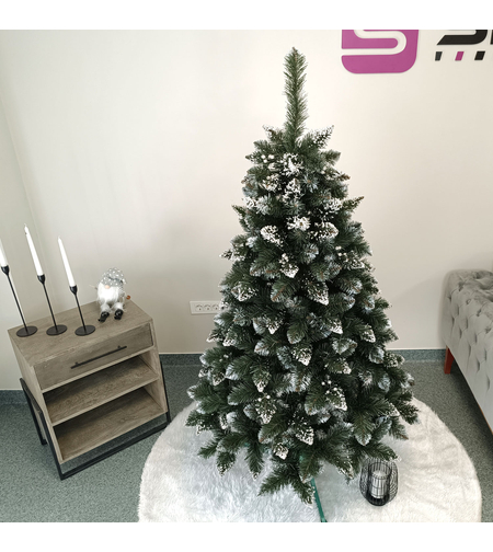Brad artificial Christmas Deluxe by Sersimo, Crystal nins cu merisoare, 2D, 180cm