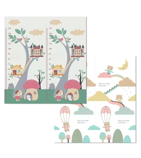 Covoras pentru Copii, Flippy, cu 2 Fete, Model Ursulet/Catelusi, din XPE+PE, Impermeabil, Antiderapant, Protectie Termica, +3 Luni, Pliabil, 150 x 200 x 1.5 cm, Multicolor