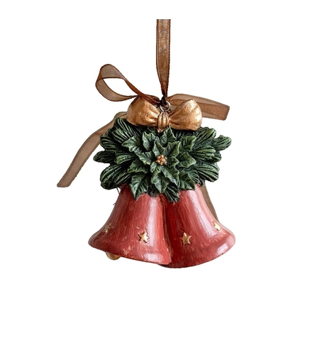 Decoratiune de Craciun, Flippy, pentru Brad, Model Clopotei, 8 x 7 cm, din Rasina, Multicolor