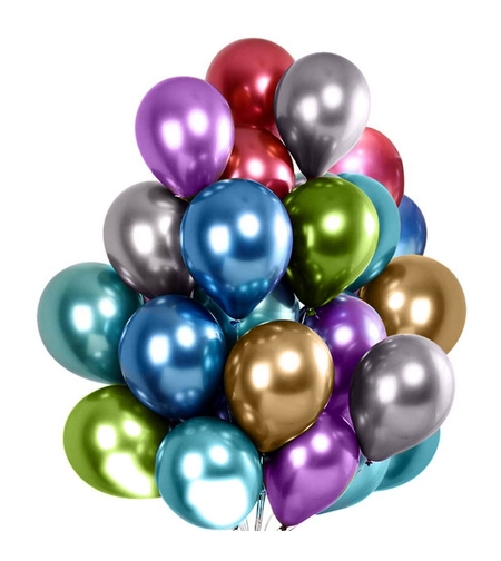 Set 10 Baloane din Latex Chrome, Flippy, Model Party, 23 cm, Multicolor, 2.2 g