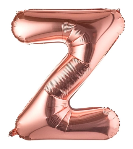 Balon Folie Metalizata Litera Z, Flippy, 100 cm, Umflati cu Heliu sau Aer, Ambalaj Individual, Pai inclus, Rose Gold