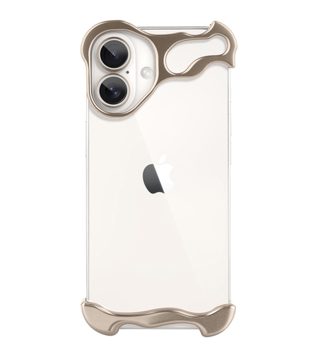 Husa Metalica Compatibila cu iPhone 16 Plus, Vafy, Protectie pentru Colturile Telefonului si Camera, Aliaj, Antisoc, Antizgariere, Auriu
