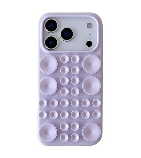 Husa cu Ventuze, Vafy, Compatibila iPhone 17 Air, din Silicon, Interior Microfibra, Mov